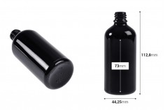 Staklena crna bočica za etarska ulja 100mL, sa grlom PP18