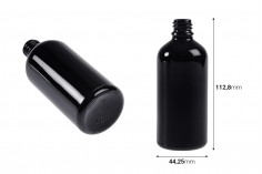 Crna staklena bočica za etarska ulja 100mL, sa grlom PP18 - bez zatvarača