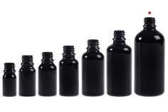 Staklena crna bočica za etarska ulja 100mL, sa grlom PP18