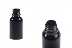Staklena crna bočica za etarska ulja 15mL, sa grlom PP18