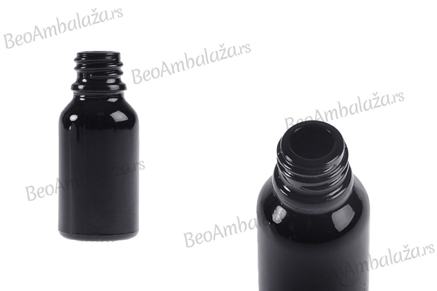Staklena crna bočica za etarska ulja 15mL, sa grlom PP18
