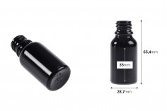 Staklena crna bočica za etarska ulja 15mL, sa grlom PP18