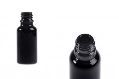 Staklena crna bočica za etarska ulja 20mL, sa grlom PP18