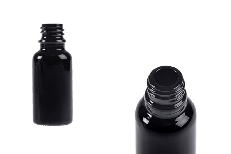 Staklena crna bočica za etarska ulja 20mL, sa grlom PP18-1