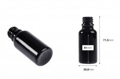Staklena crna bočica za etarska ulja 20mL, sa grlom PP18