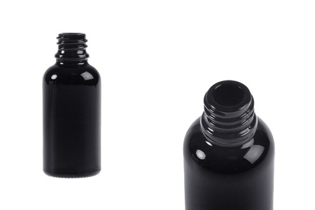 Staklena crna bočica za etarska ulja 30mL, sa grlom PP18-1