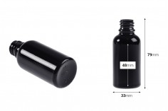 Staklena crna bočica za etarska ulja 30mL, sa grlom PP18