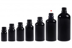 Crna staklena bočica za etarska ulja 50mL, sa grlom PP18 - bez zatvarača