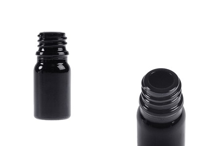 Staklena crna bočica za etarska ulja 5mL, sa grlom PP18-1