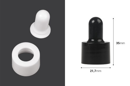 Set - prsten plastični i gumica za pipete za prečnik grla bočica PP18-dimenzije_slike