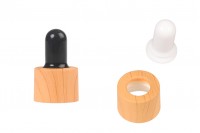 Set - plastični prsten u dezenu drveta i gumica za pipete za prečnik grla bočica PP18