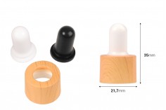 Set - plastični prsten u dezenu drveta i gumica za pipete za prečnik grla bočica PP18