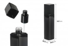 Staklena bočica 100 ml luksuzna u crnoj boji sa pumpicom za kremu i poklopcem