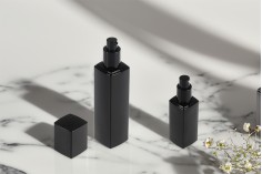 Staklena bočica 40 ml luksuzna u crnoj boji sa pumpicom za kremu i poklopcem