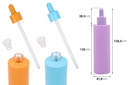 Staklena bočica od 100mL sa pipetom u MAT pastelnim bojama-dimenzije_slike