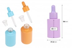 Staklena bočica od 30mL sa pipetom u MAT pastelnim bojama i sa drenažnim elementom