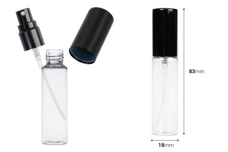 Staklena providna bočica 10mL za parfem sa sprejom i aluminijumskim poklopcem - 6 kom-dimenzije_slike