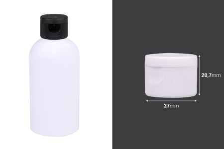 Plastični flip top zatvarač PP24 u crnoj ili beloj boji-dimenzije_slike