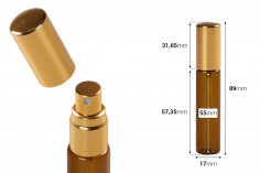 Staklena braon bočica 10mL za parfeme, sa sprejom i aluminijumskim zatvaračem - 6 kom