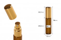 Staklena braon bočica 8mL za parfeme, sa aluminijumskim sprejom i zatvaračem - 6 kom