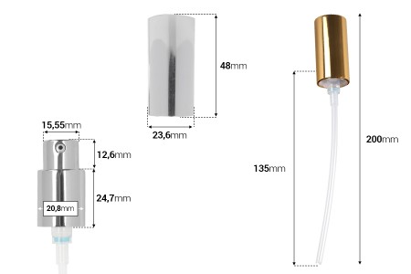 Aluminijumska pumpica PP18 za kreme sa spoljnom oprugom, više boja-dimenzije_slike