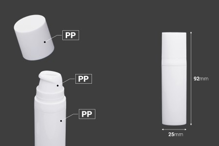 Airless plastična bela bočica 15mL za kreme - 12 kom-dimenzije_slike