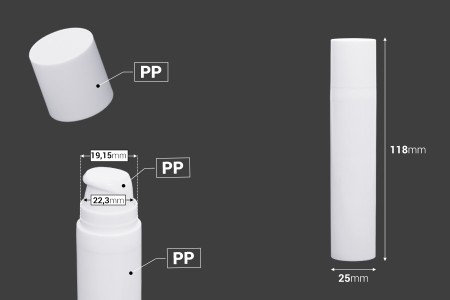 Airless plastična bela bočica 20mL za kreme - 12 kom-dimenzije_slike