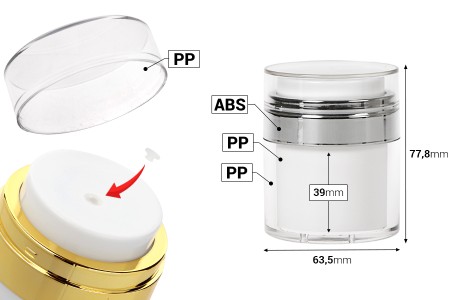 Airless plastična teglica 50mL za kremu sa providnim zatvaračem-grupa_slika