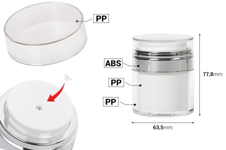 Airless plastična teglica 50mL za kremu sa providnim zatvaračem-dimenzije_slike