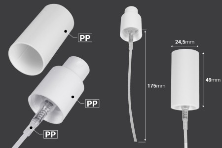 Plastični beli sprej PP18/410 za bočice za etarska ulja-dimenzije_slike