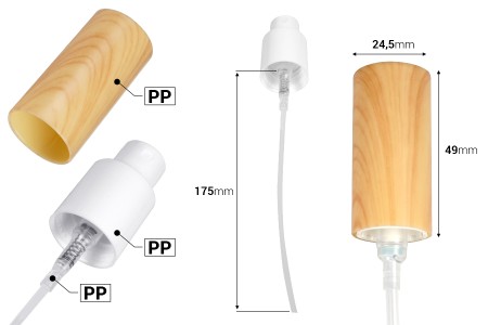 Plastični sprej PP18/410 u dezenu drveta za bočice za etarska ulja-dimenzije_slike