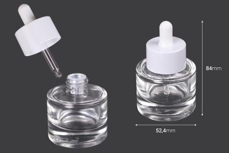 Staklena bočica 30 mL sa pipetom i drenažnim elementom-dimenzije_slike