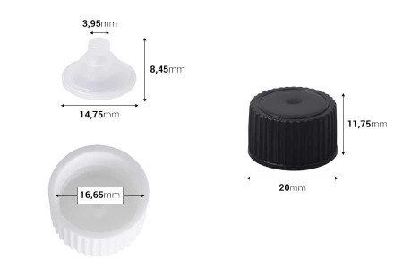 Plastični zatvarač sa unutrašnjim konusnim čepom PP18-dimenzije_slike