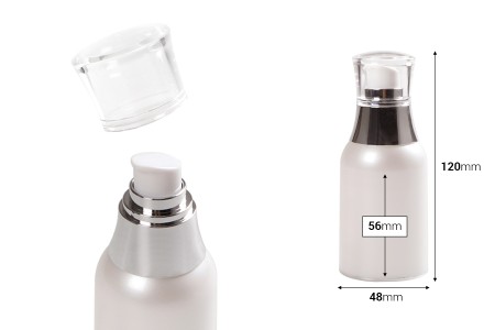 Airless bočica 50mL za kreme sa pumpicom i providnim zatvaračem-dimenzije_slike