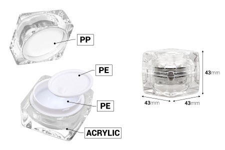 Luksuzna akrilna kutijica za kreme 15mL sa unutrašnjom zaptivkom na zatvaraču i plastičnim međupoklopcem-dimenzije_slike