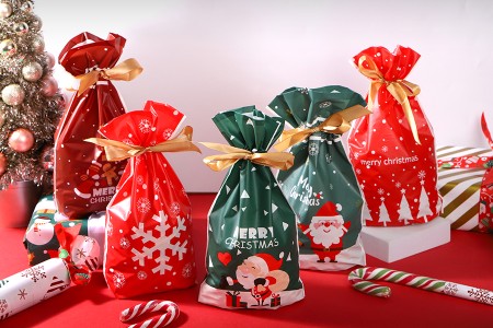 Plastične kesice 150x60x230 mm sa Božićnim motivima i tračicom - 50 kom-grupa_slika