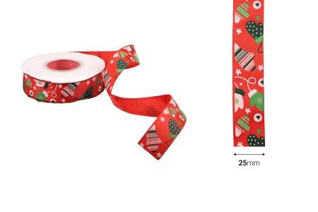 Božićna traka u crvenoj boji 25mm x 22,86m-2