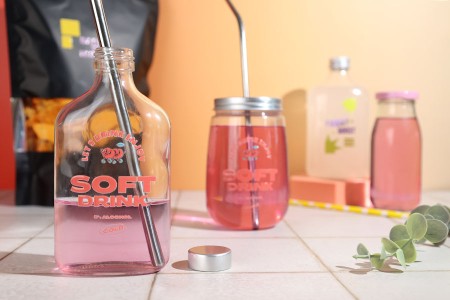 Staklena pljosnata obla flaša 200mL - 40 kom-grupa_slika