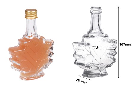 Staklena flaša 50 ml (PP18) u obliku lista – 6 kom-dimenzije_slike