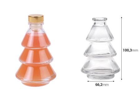 Staklena flaša 100 ml u obliku jelke-dimenzije_slike