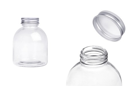Staklena bočica okrugla 300 ml sa aluminijumskim zatvaračem - 6 kom-1