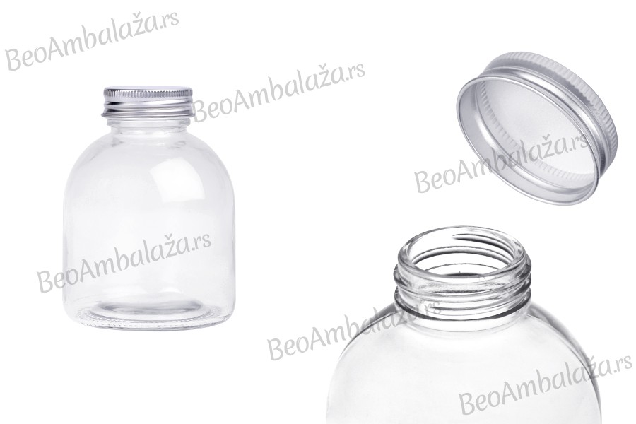 Staklena bočica okrugla 300 ml sa aluminijumskim zatvaračem - 6 kom