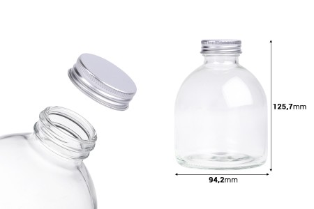 Staklena bočica okrugla 500 ml sa aluminijumskim zatvaračem - 6 kom-2