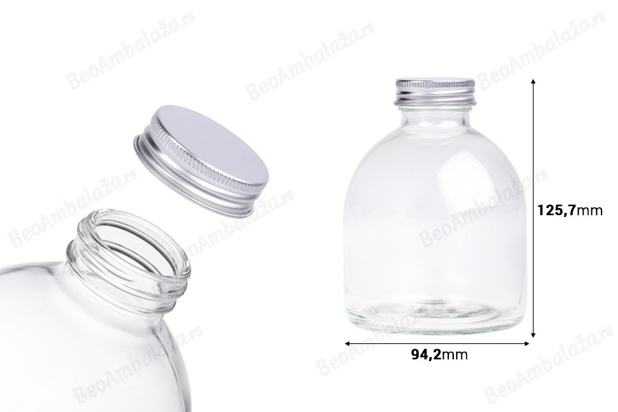 Staklena bočica okrugla 500 ml sa aluminijumskim zatvaračem - 6 kom-dimenzije_slike