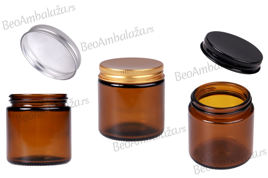 Staklena tegla 100ml karamel sa aluminijumskim zatvaračem i unutrašnjom zaptivkom - 6 kom