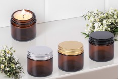 Staklena tegla 60ml karamel sa aluminijumskim zatvaračem i unutrašnjom zaptivkom - 6 kom