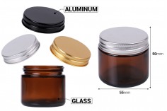 Staklena tegla 60ml karamel sa aluminijumskim zatvaračem i unutrašnjom zaptivkom - 6 kom