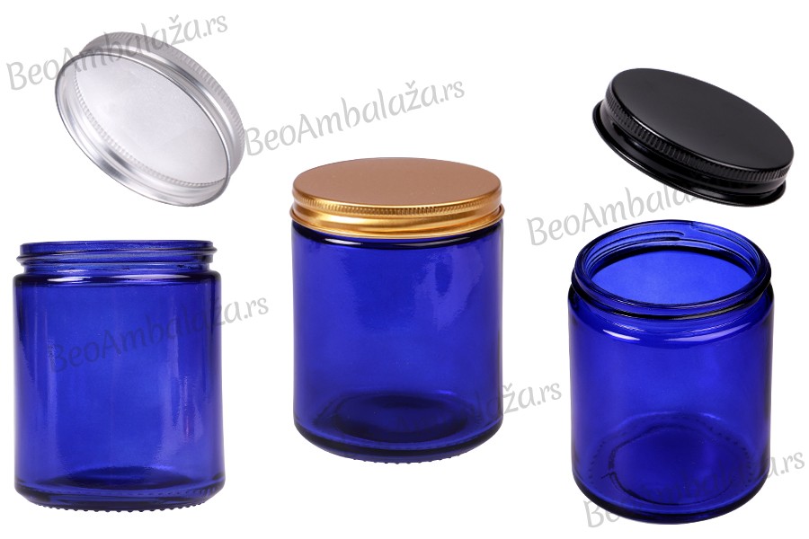 Staklena tegla 250ml plava sa aluminijumskim zatvaračem i unutrašnjom zaptivkom - 6 kom