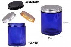 Staklena tegla 250ml plava sa aluminijumskim zatvaračem i unutrašnjom zaptivkom - 6 kom