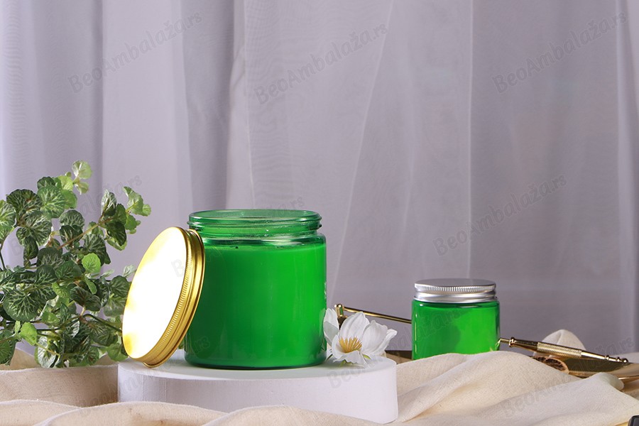 Staklena tegla 250 ml zelena sa aluminijumskim zatvaračem sa unutrašnjom zaptivkom – 6 kom-grupa_slika